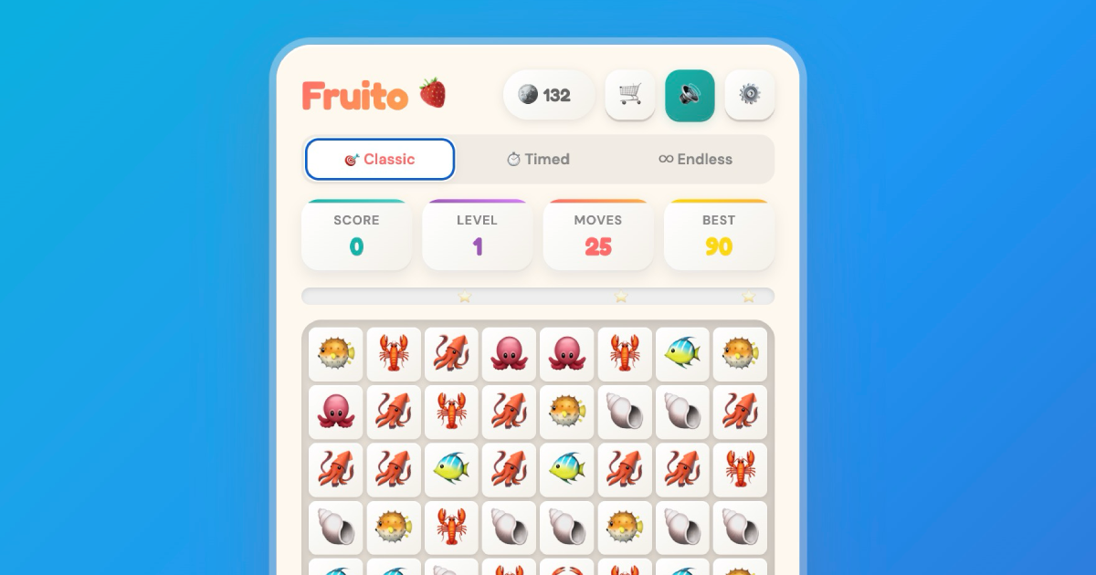 Show HN: Fruito – match-3 puzzle game I made with Claude Code